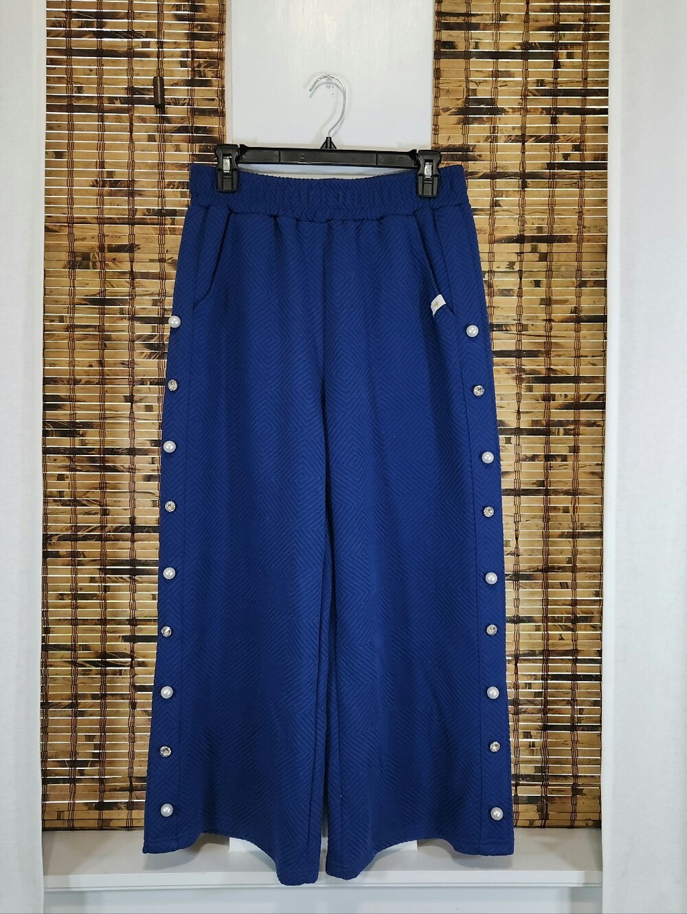 Simply Southern Blue Wide-Leg Cropped Pants (Size Large)